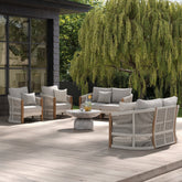 Outdoor 4 Piece Wood Patio Set Loveseats and Chairs