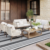 Outdoor 4 Piece Wood Patio Set Loveseats and Chairs