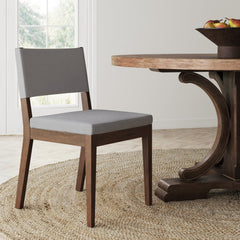 Wood Upholstered Dining Chair Dark Brown