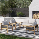 Outdoor 4 Piece Wood Patio Chair Set Acacia