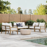 Outdoor 4 Piece Wood Patio Set Loveseats and Chairs White