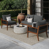 Outdoor 3 Piece Wood Patio Set Loveseat and Chairs