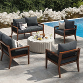 Outdoor 4 Piece Wood Patio Set Loveseats and Chairs