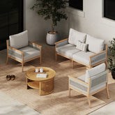 Outdoor 3 Piece Wood Patio Set Loveseat and Chairs White