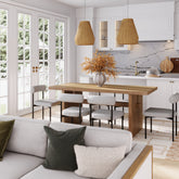 Mid-Century Dining Set Feather Gray (6 Chairs)