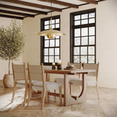 Boho Dining Table Set for 4 with Seagrass Chairs