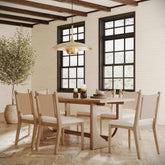 Bohemian Dining Table Set with Upholstered Chairs for 6