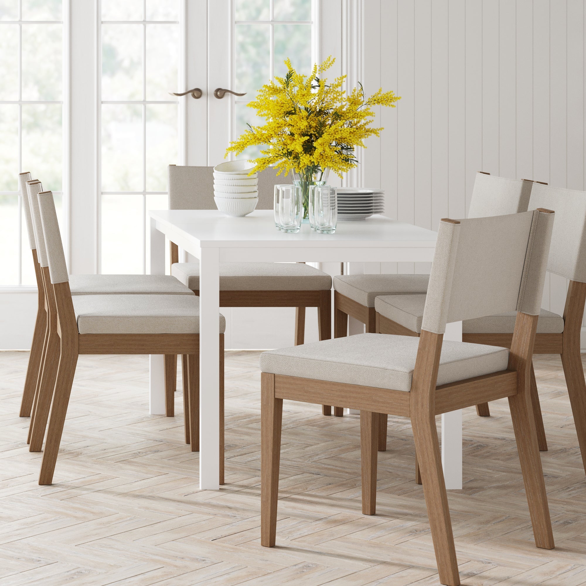 Upholstered Dining Chair Light Brown (Set of 6)