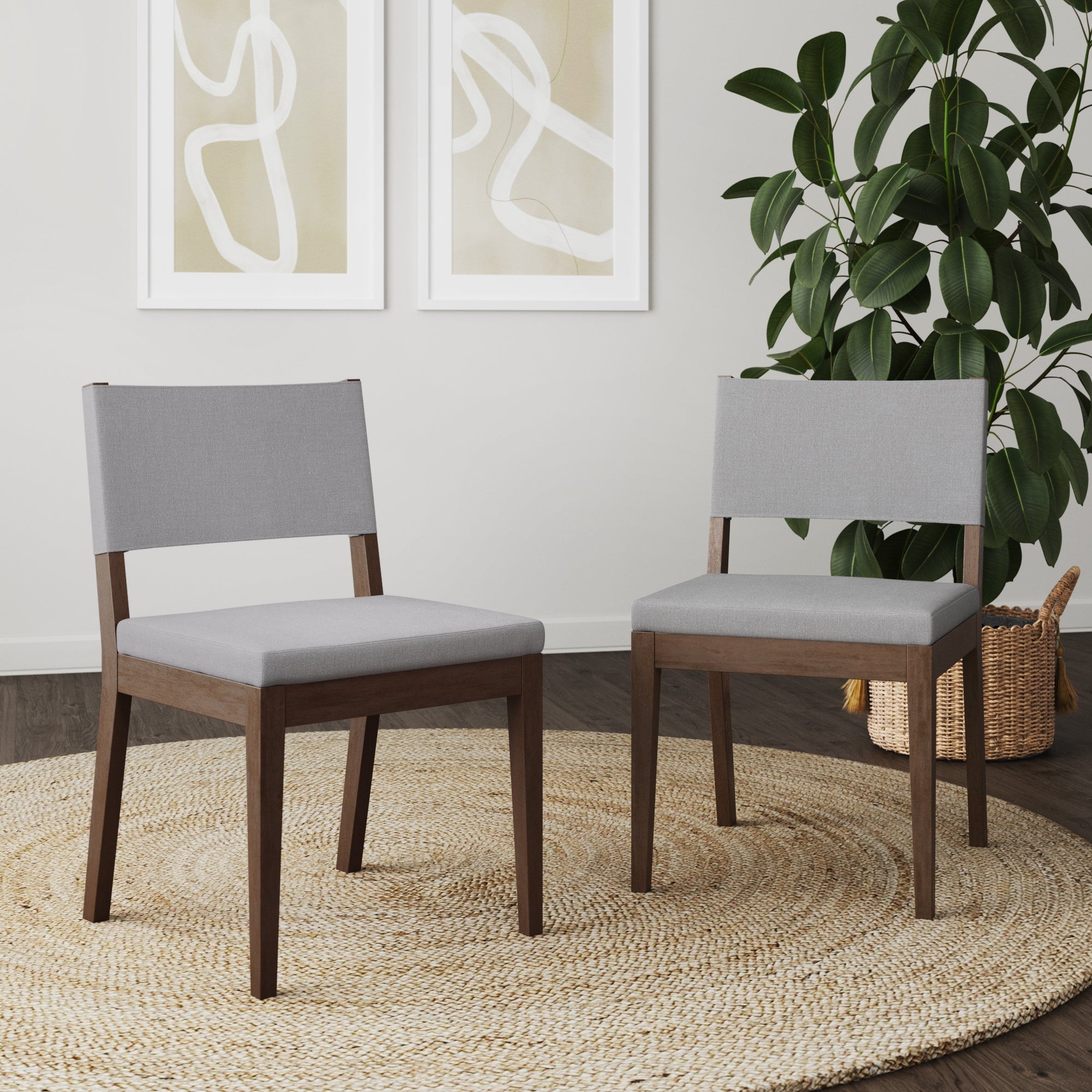 Upholstered Dining Chair Dark Brown (Set of 2)