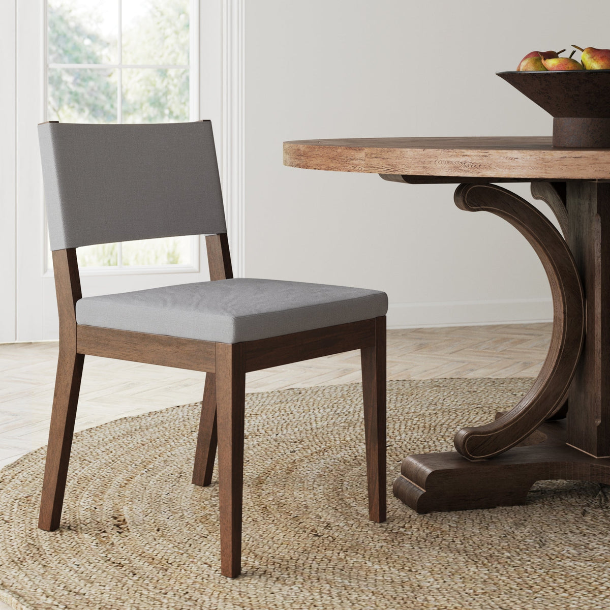 Wood Upholstered Dining Chair Dark Brown