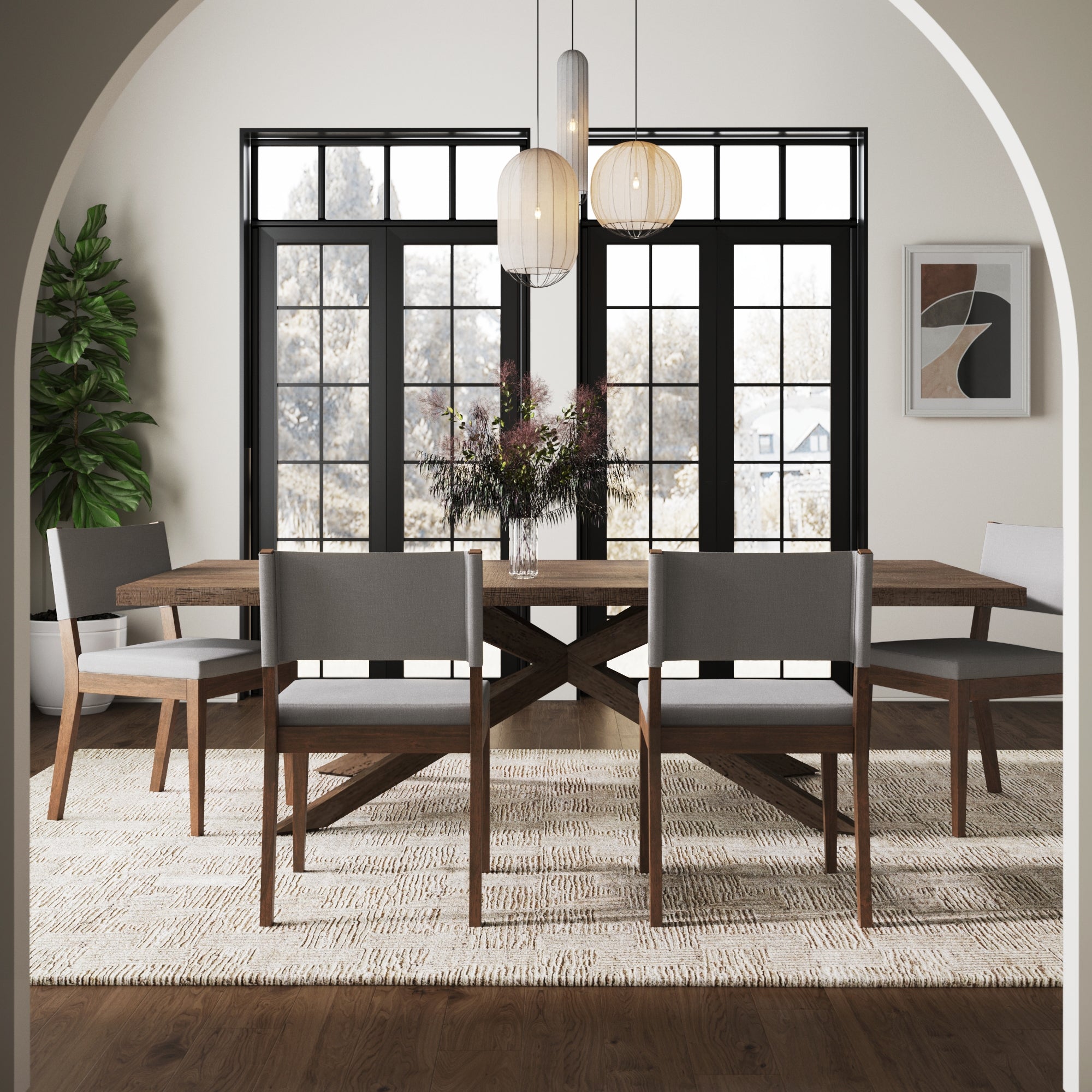 Wood Upholstered Dining Chair Dark Brown